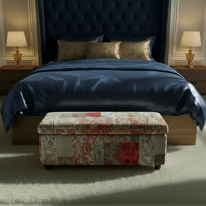 Bespoke Rectangular Blanket Box Pouffe Multi - Toned Fabric - ISTOOLS