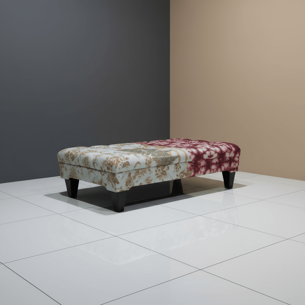 Bespoke Rectangular Tufted Coffee Table Footstool Artistic Motif UK - ISTOOLS