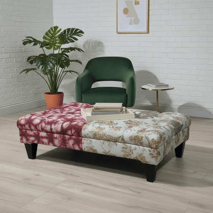 Bespoke Rectangular Tufted Coffee Table Footstool Artistic Motif UK - ISTOOLS