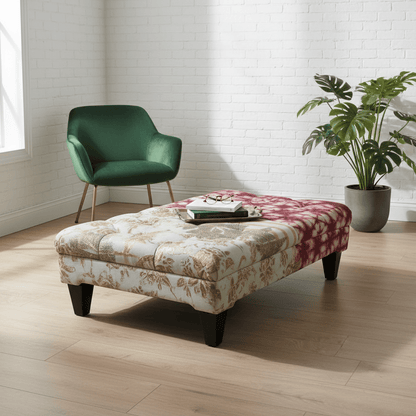 Bespoke Rectangular Tufted Coffee Table Footstool Artistic Motif UK - ISTOOLS