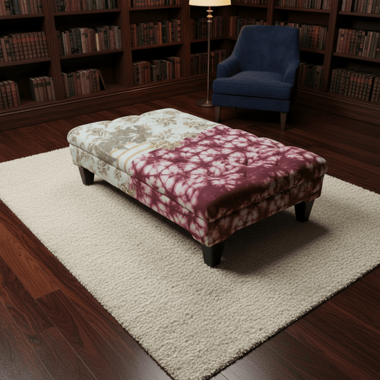 Bespoke Rectangular Tufted Coffee Table Footstool Artistic Motif UK - ISTOOLS