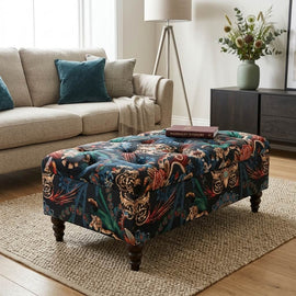 Bespoke Rectangular Tufted Ottoman Storage Box UK bec