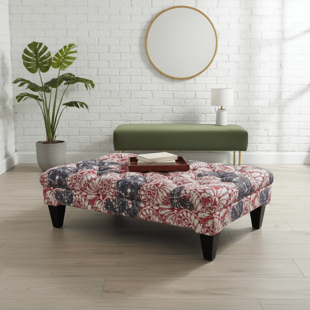 Bespoke Rectangular Tufted Pouffe Table Unique Pattern - ISTOOLS