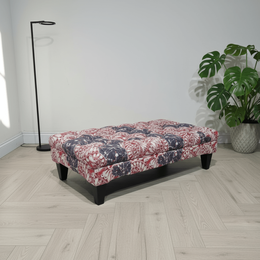 Bespoke Rectangular Tufted Pouffe Table Unique Pattern - ISTOOLS