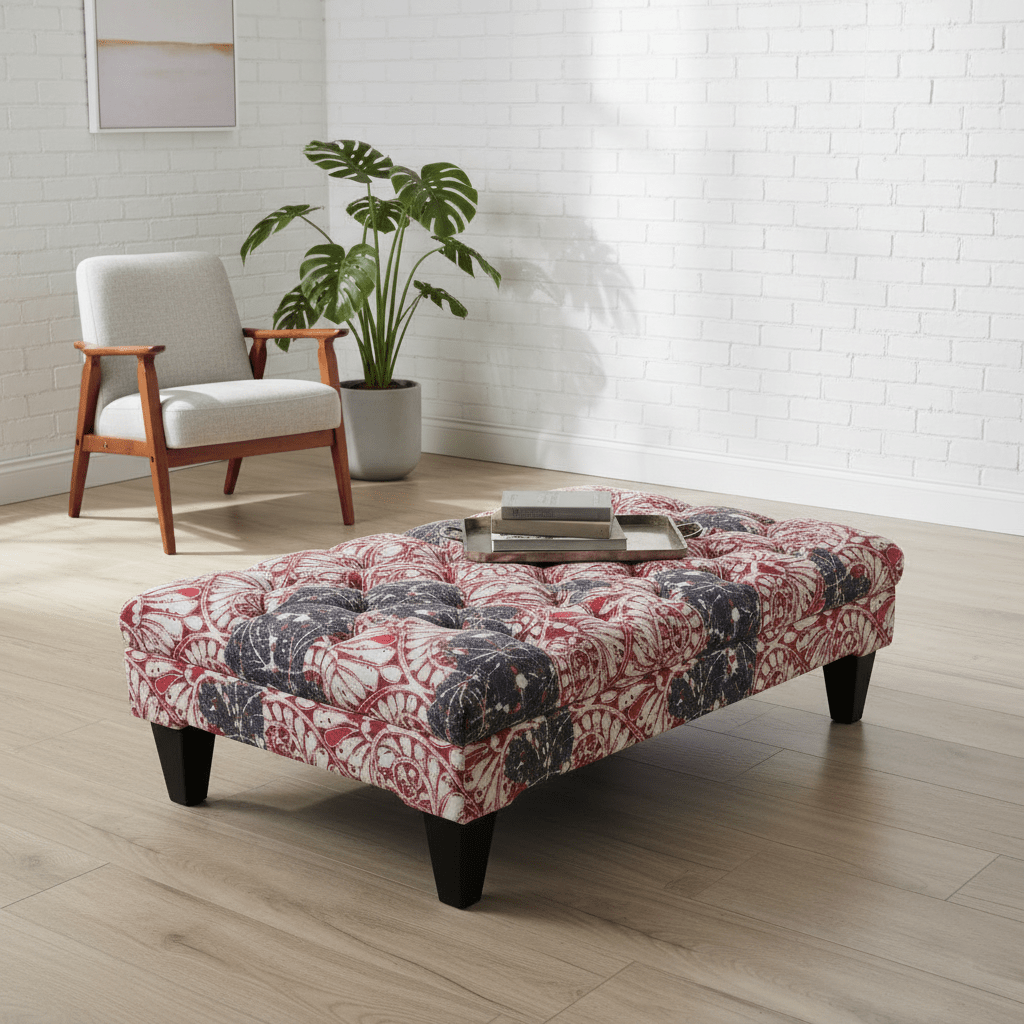 Bespoke Rectangular Tufted Pouffe Table Unique Pattern - ISTOOLS