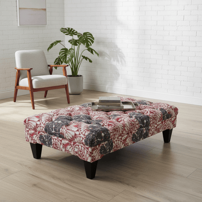 Bespoke Rectangular Tufted Pouffe Table Unique Pattern - ISTOOLS
