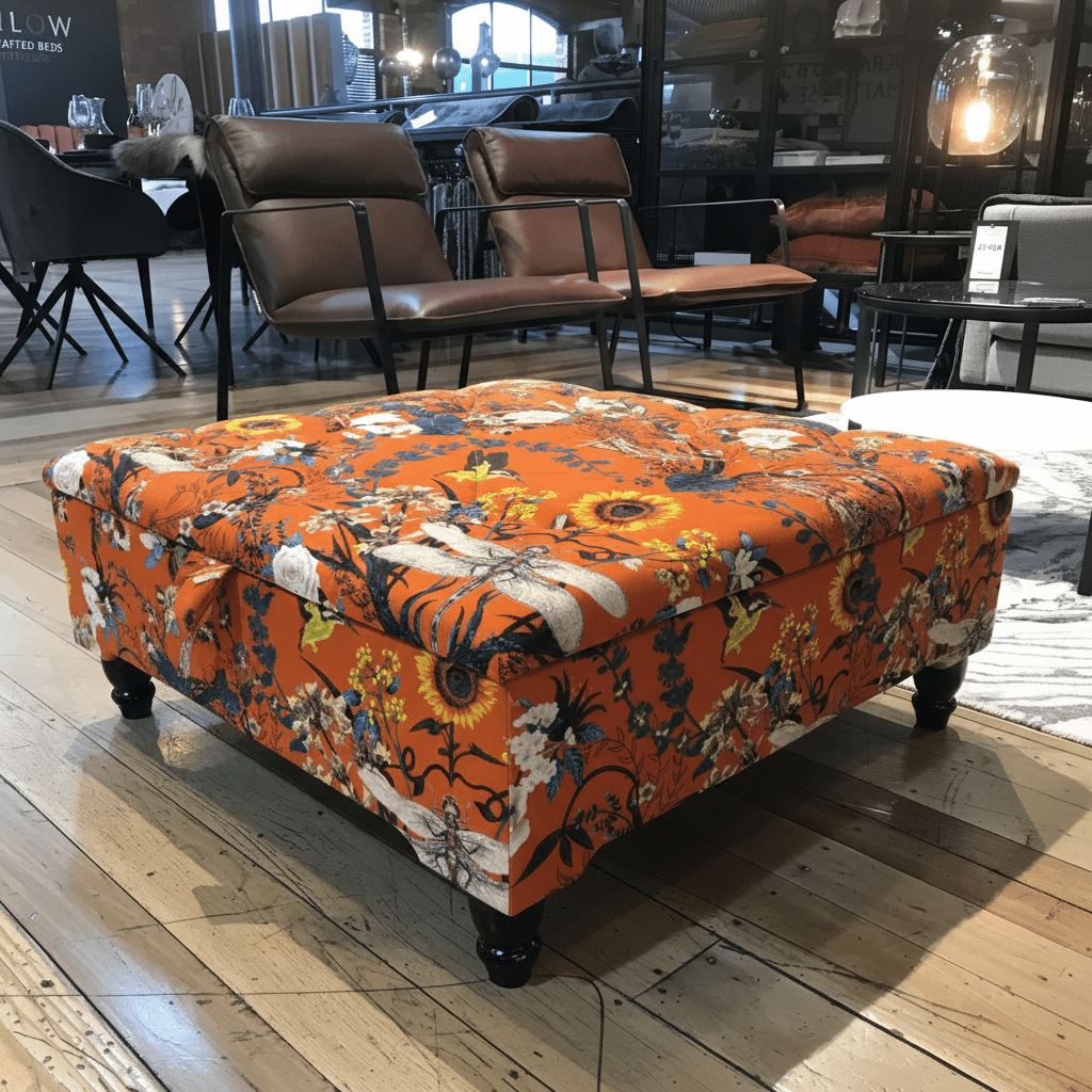 Bespoke Square Storage Footstool Plain Luxury Texture bec - ISTOOLS