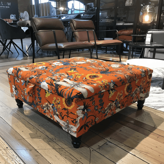 Bespoke Square Storage Footstool Plain Luxury Texture bec - ISTOOLS