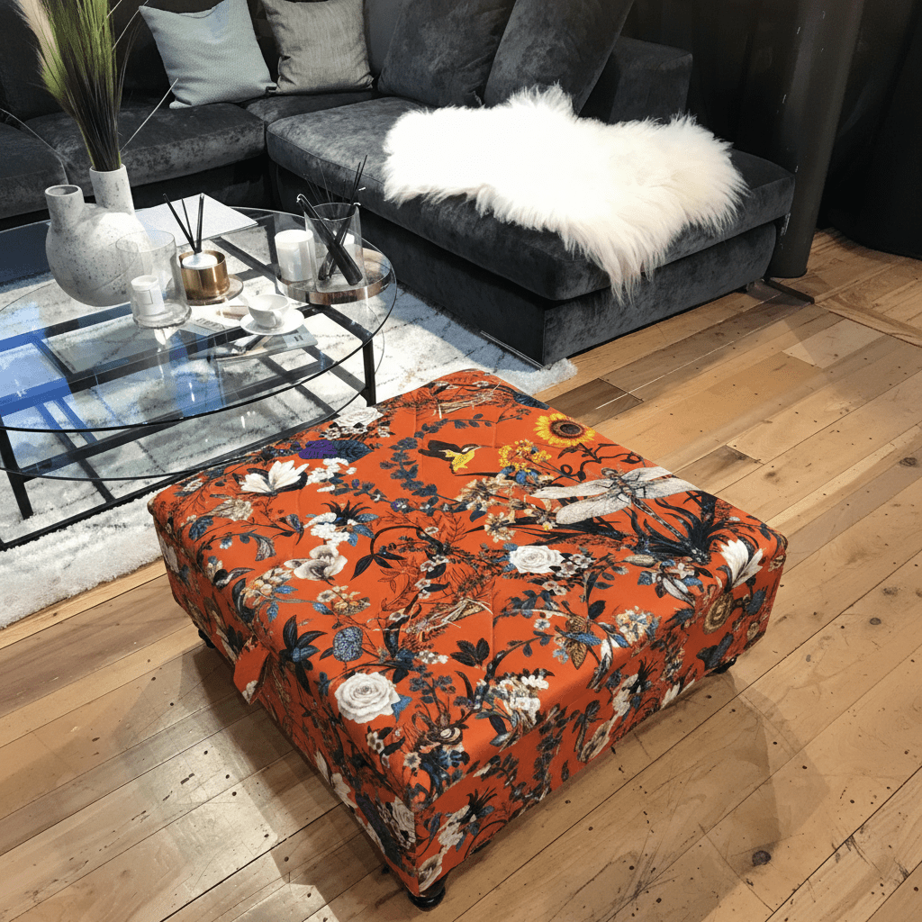Bespoke Square Storage Footstool Plain Luxury Texture bec - ISTOOLS