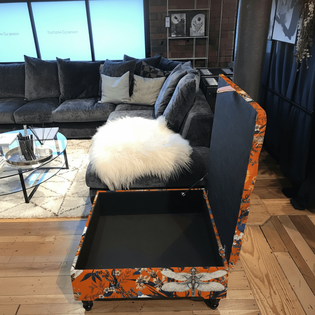 Bespoke Square Storage Footstool Plain Luxury Texture bec - ISTOOLS
