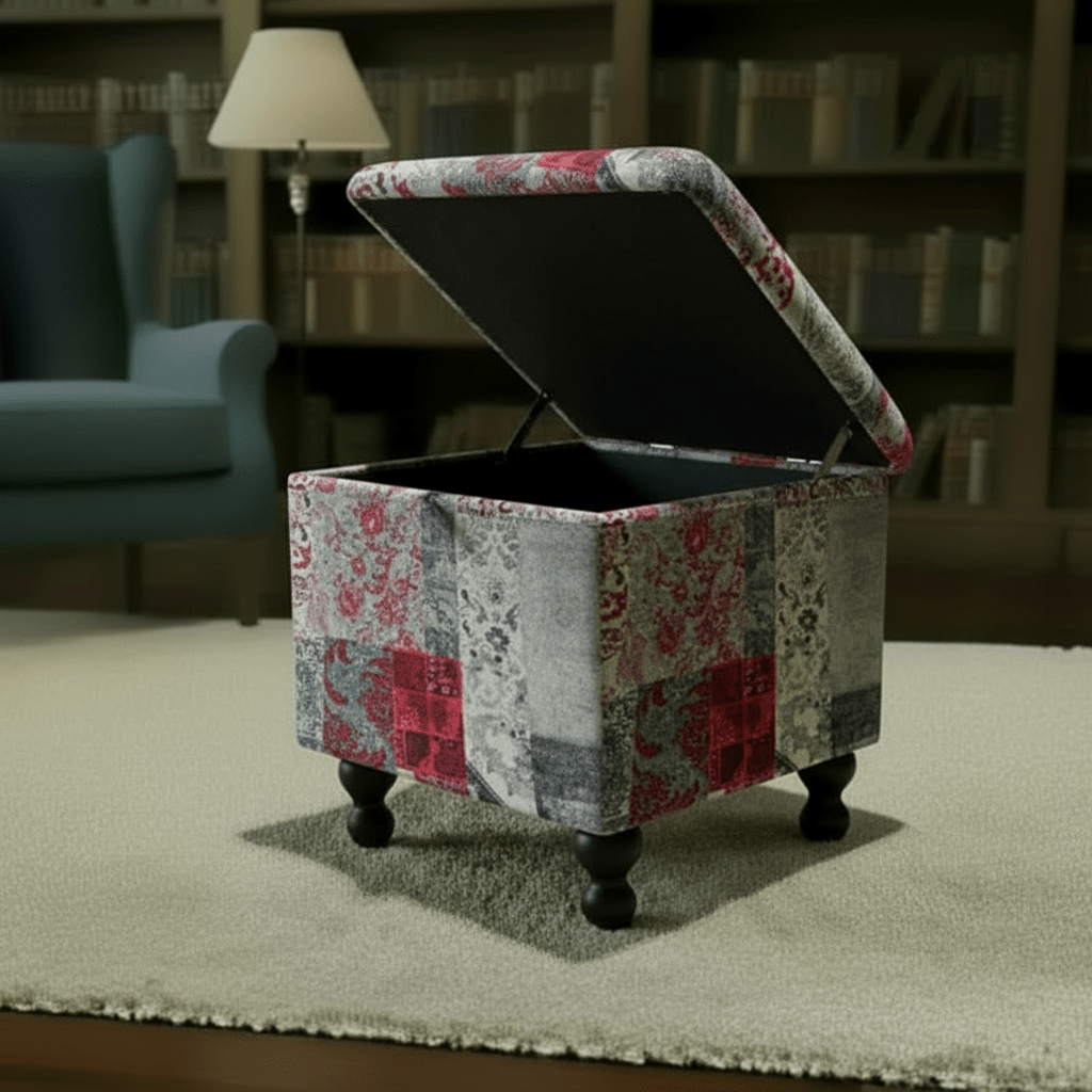 Bespoke Square Storage Pouffe Multi - Toned Fabric UK - ISTOOLS