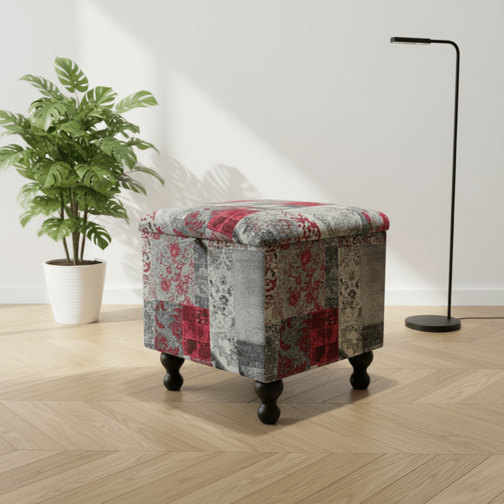 Bespoke Square Storage Pouffe Multi - Toned Fabric UK - ISTOOLS
