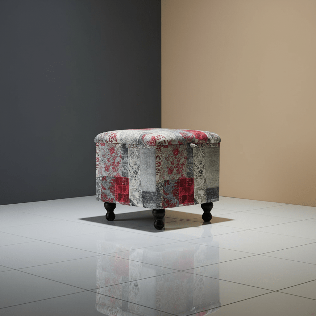 Bespoke Square Storage Pouffe Multi - Toned Fabric UK - ISTOOLS