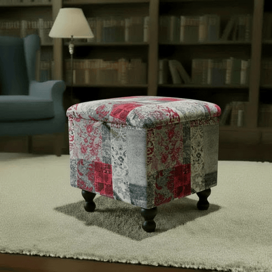 Bespoke Square Storage Pouffe Multi - Toned Fabric UK - ISTOOLS