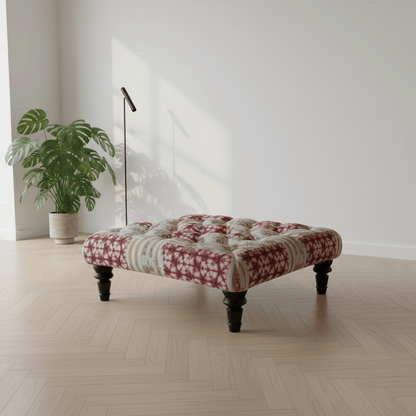 Bespoke Square Tufted Coffee Table Footstool Artistic Motif UK - ISTOOLS