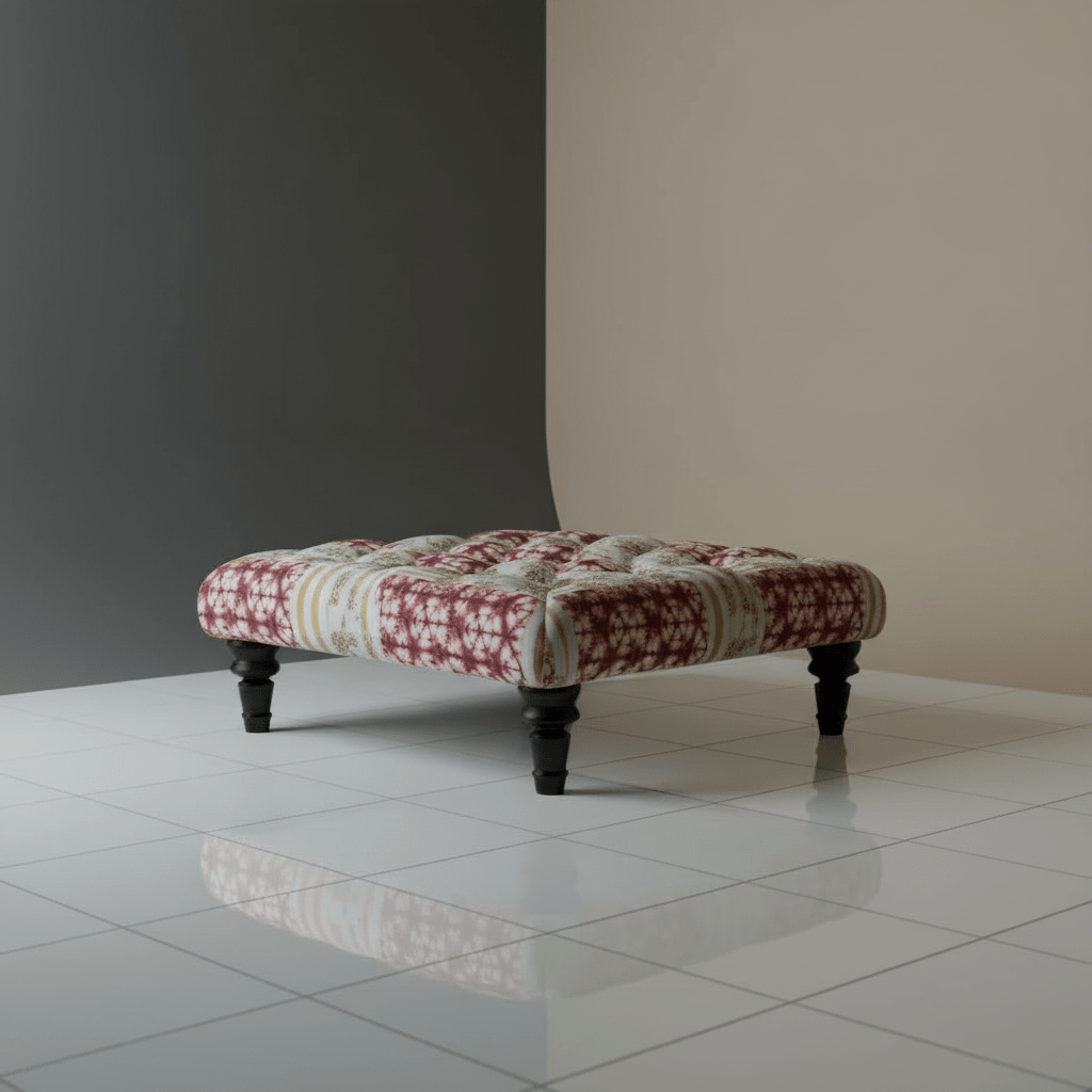 Bespoke Square Tufted Coffee Table Footstool Artistic Motif UK - ISTOOLS