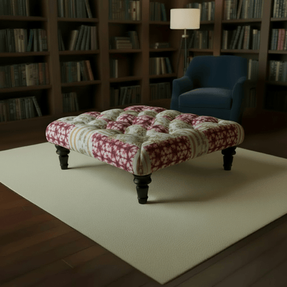 Bespoke Square Tufted Coffee Table Footstool Artistic Motif UK - ISTOOLS