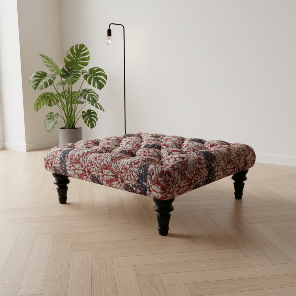 Bespoke Square Tufted Pouffe Table Unique Pattern UK - ISTOOLS