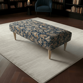Bespoke Stitched Design Ottoman Footstool for Living Room