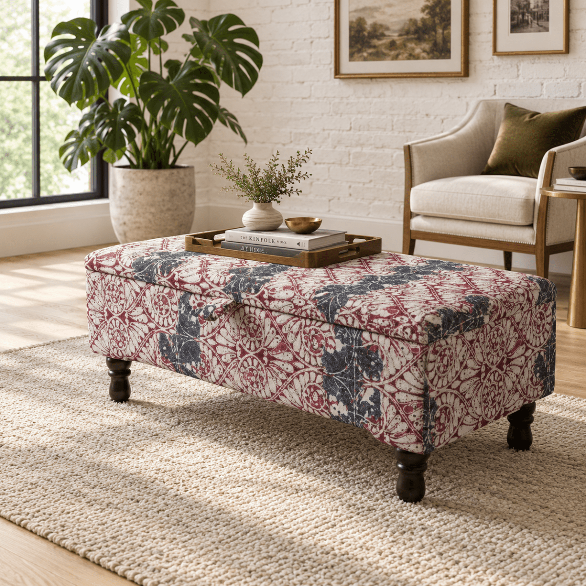 Bespoke Storage Bench Smooth Lid Handcrafted Motif - ISTOOLS