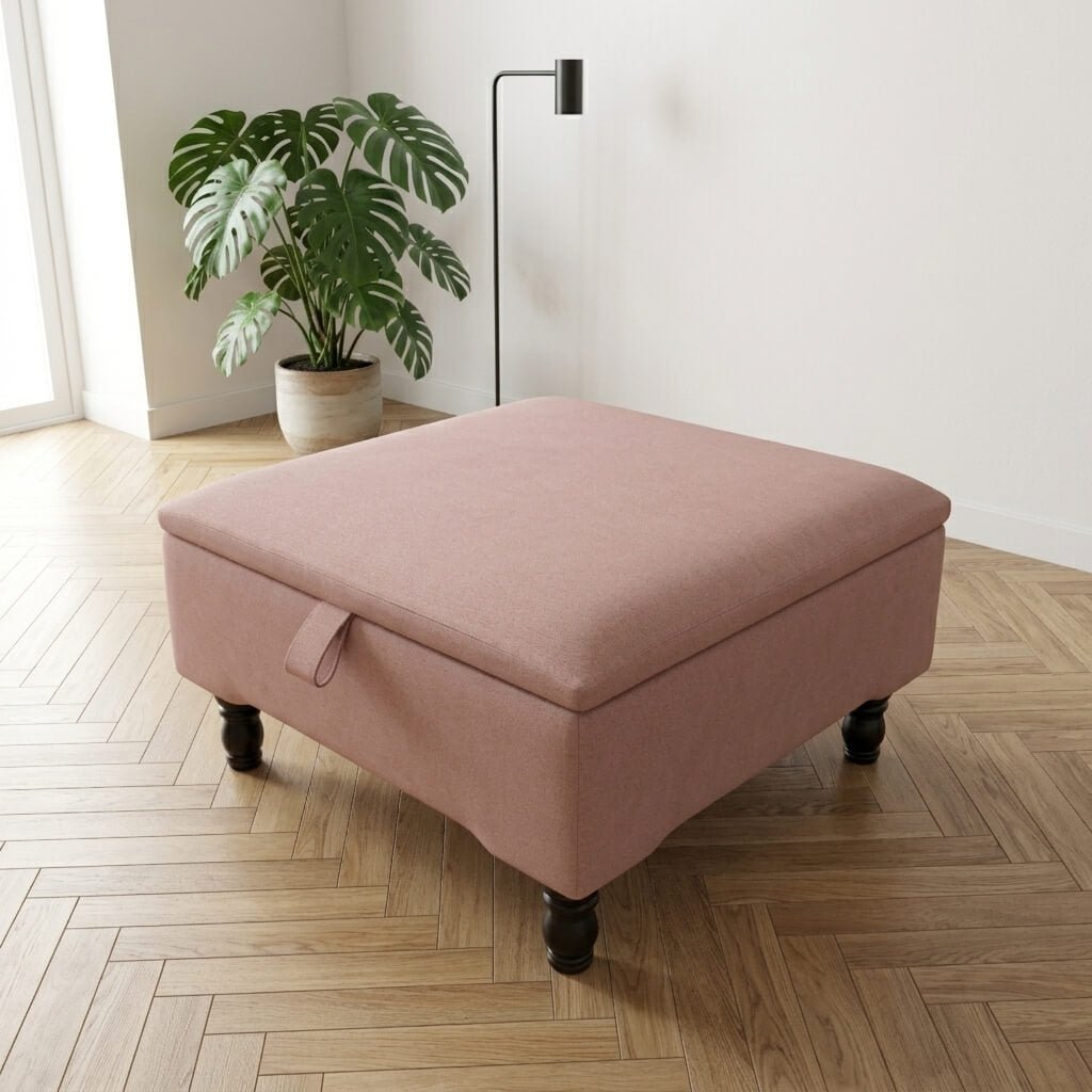BESPOKE STORAGE FOOTSTOOL PLAIN FABRIC LOUNGE SEAT - ISTOOLS