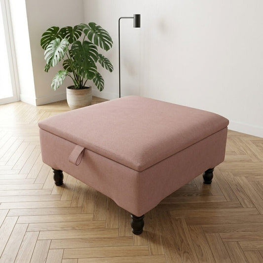 BESPOKE STORAGE FOOTSTOOL PLAIN FABRIC LOUNGE SEAT - ISTOOLS