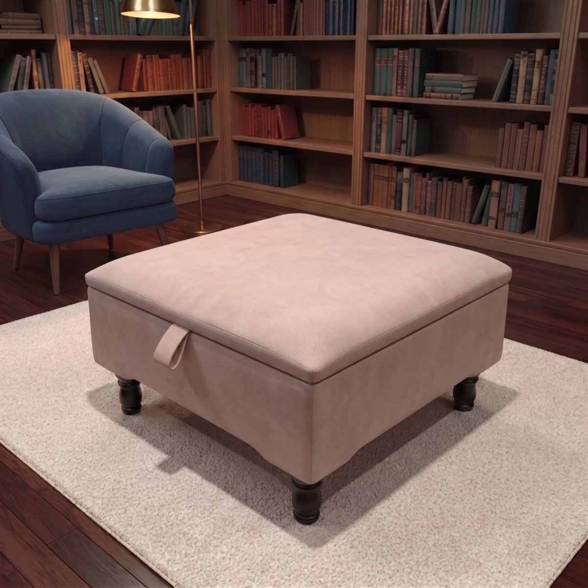 BESPOKE STORAGE FOOTSTOOL PLAIN FABRIC LOUNGE SEAT - ISTOOLS