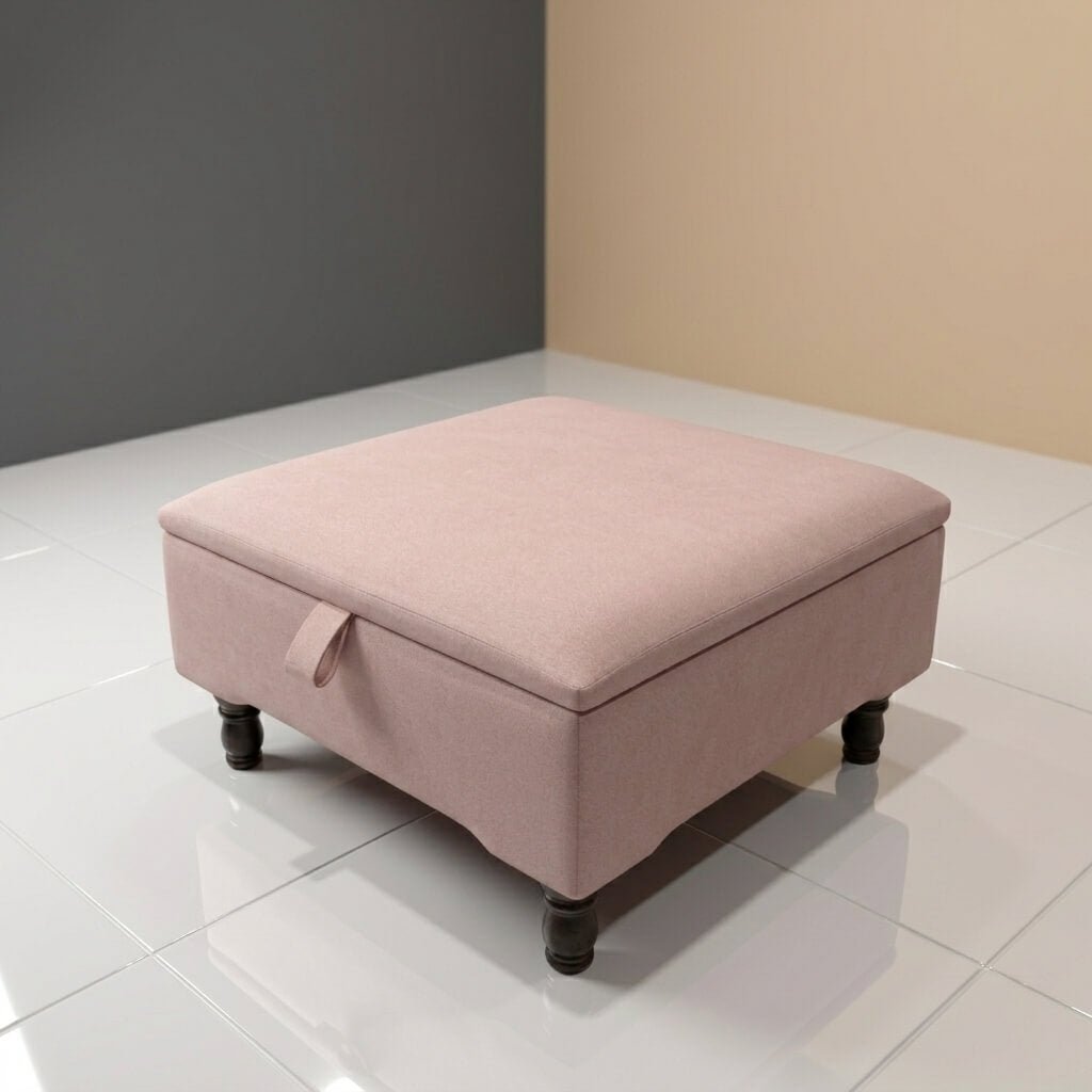 BESPOKE STORAGE FOOTSTOOL PLAIN FABRIC LOUNGE SEAT - ISTOOLS