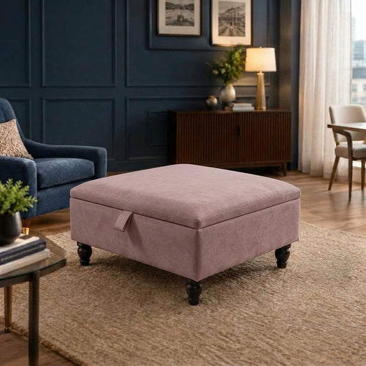 BESPOKE STORAGE FOOTSTOOL PLAIN FABRIC LOUNGE SEAT - ISTOOLS