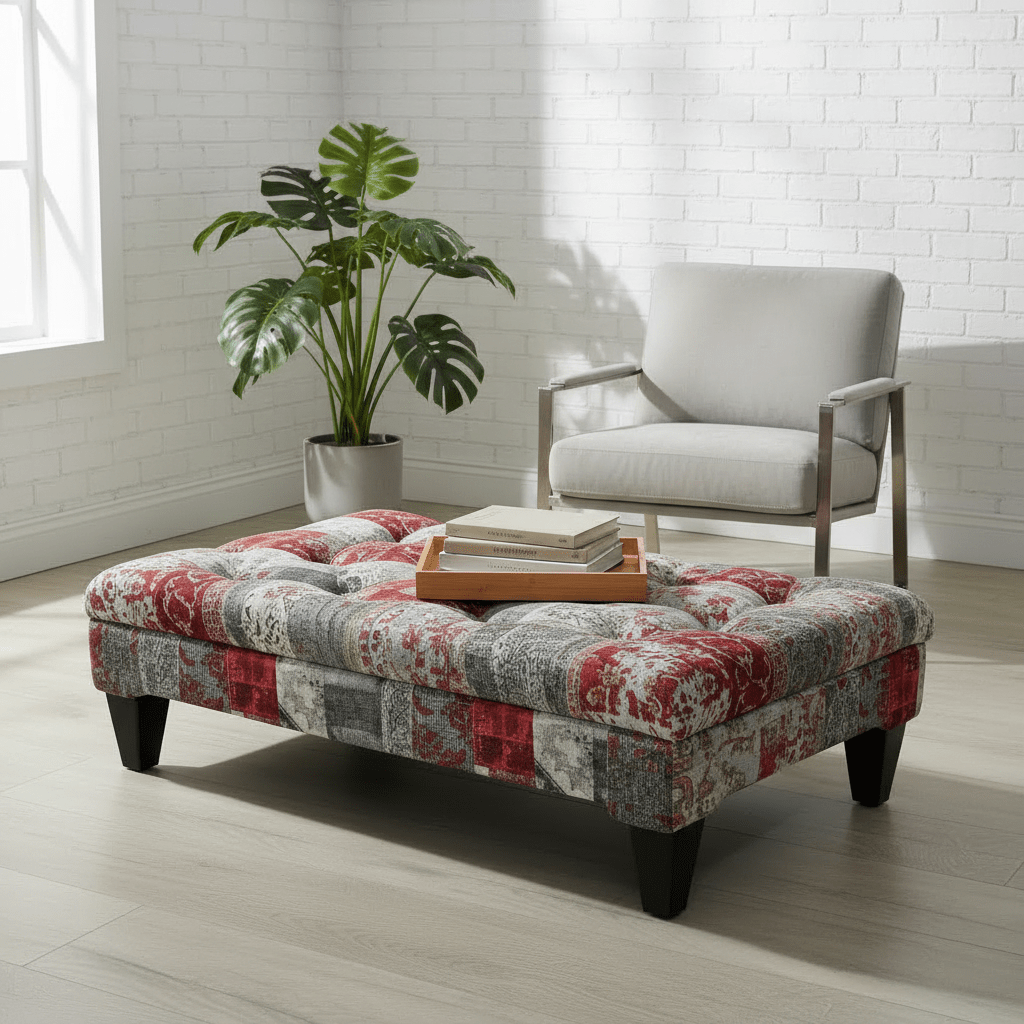 Bespoke Tufted Centrepiece Footstool Vibrant Designer Style - ISTOOLS