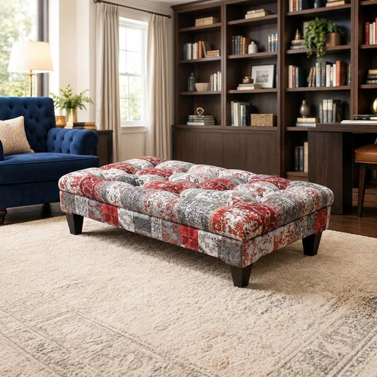 Bespoke Tufted Centrepiece Footstool Vibrant Designer Style - ISTOOLS