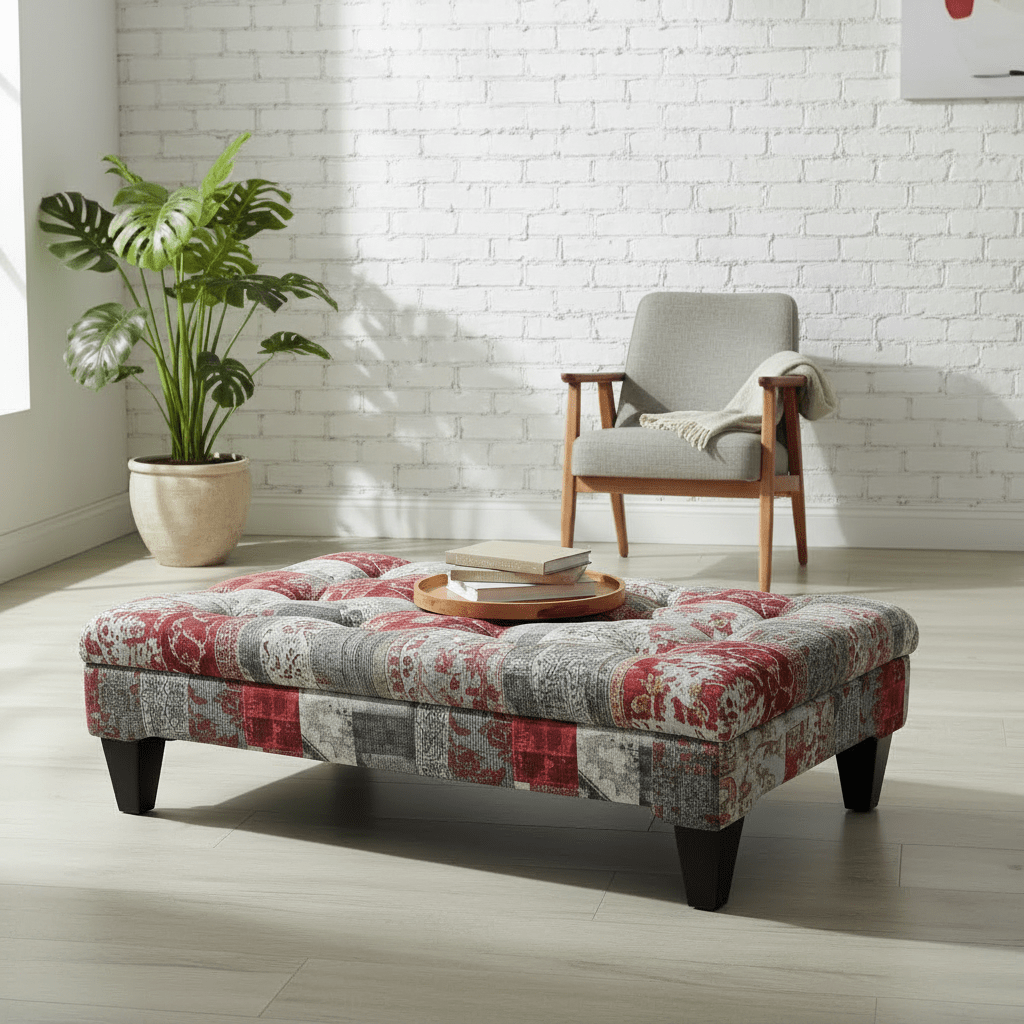 Bespoke Tufted Centrepiece Footstool Vibrant Designer Style - ISTOOLS