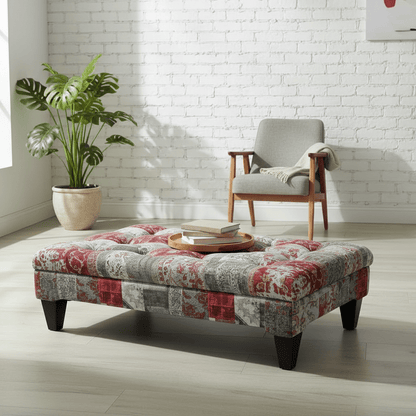 Bespoke Tufted Centrepiece Footstool Vibrant Designer Style - ISTOOLS