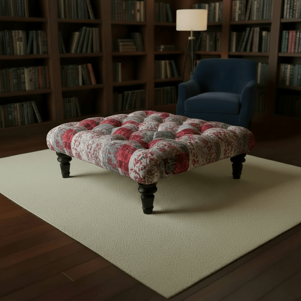 Bespoke Tufted Square Centrepiece Footstool Vibrant Designer Style - ISTOOLS