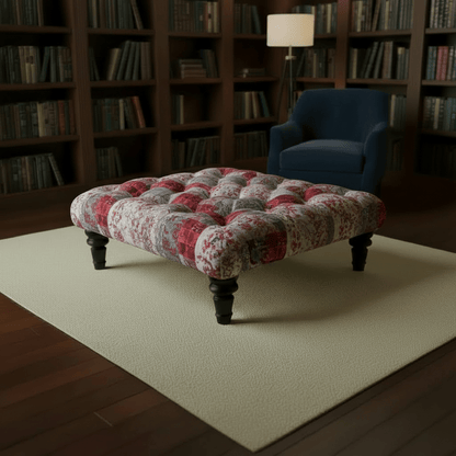 Bespoke Tufted Square Centrepiece Footstool Vibrant Designer Style - ISTOOLS