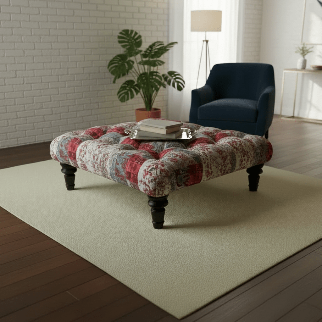 Bespoke Tufted Square Centrepiece Footstool Vibrant Designer Style - ISTOOLS