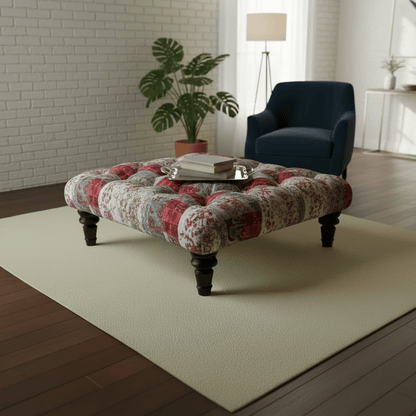 Bespoke Tufted Square Centrepiece Footstool Vibrant Designer Style - ISTOOLS