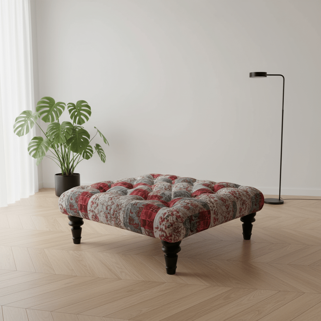 Bespoke Tufted Square Centrepiece Footstool Vibrant Designer Style - ISTOOLS