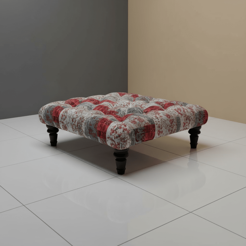 Bespoke Tufted Square Centrepiece Footstool Vibrant Designer Style - ISTOOLS