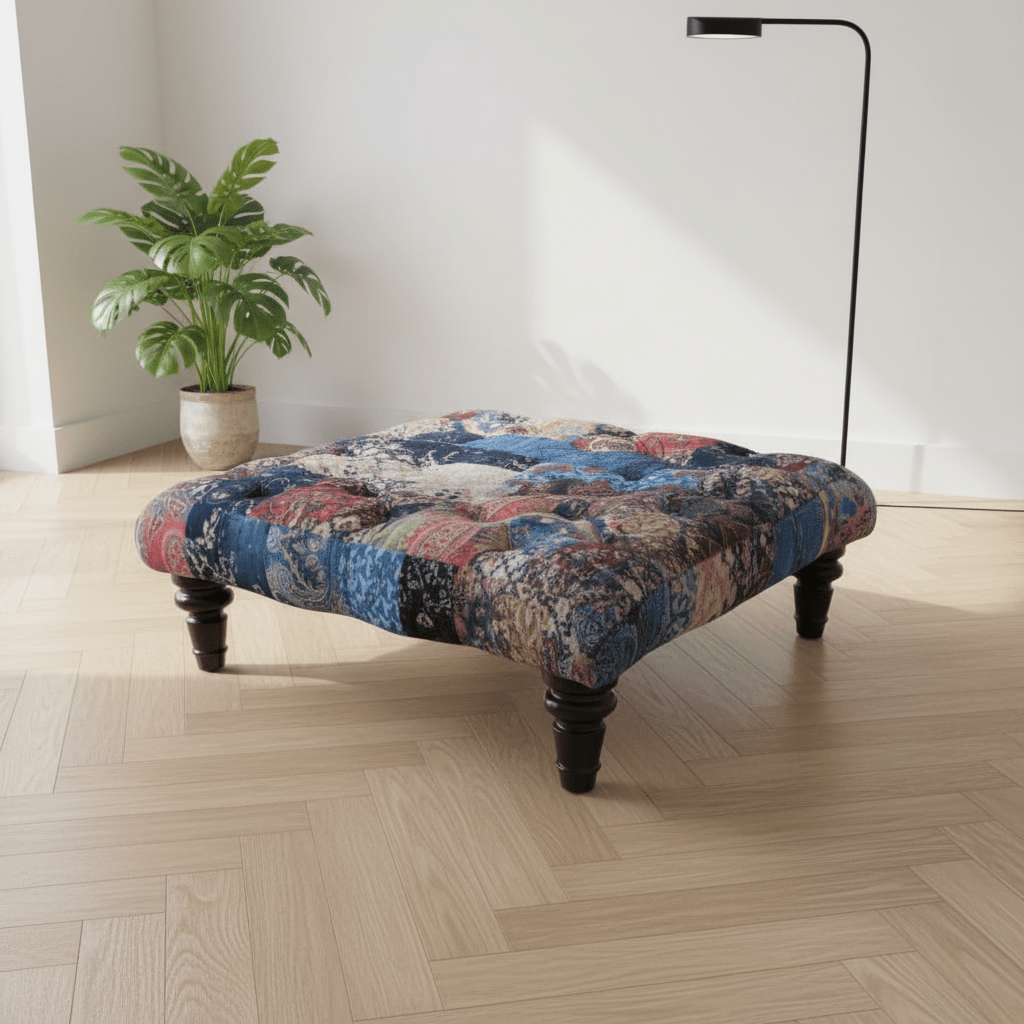 Bespoke Tufted Square Ottoman Bench Handcrafted UK Quality non - storage - ISTOOLS