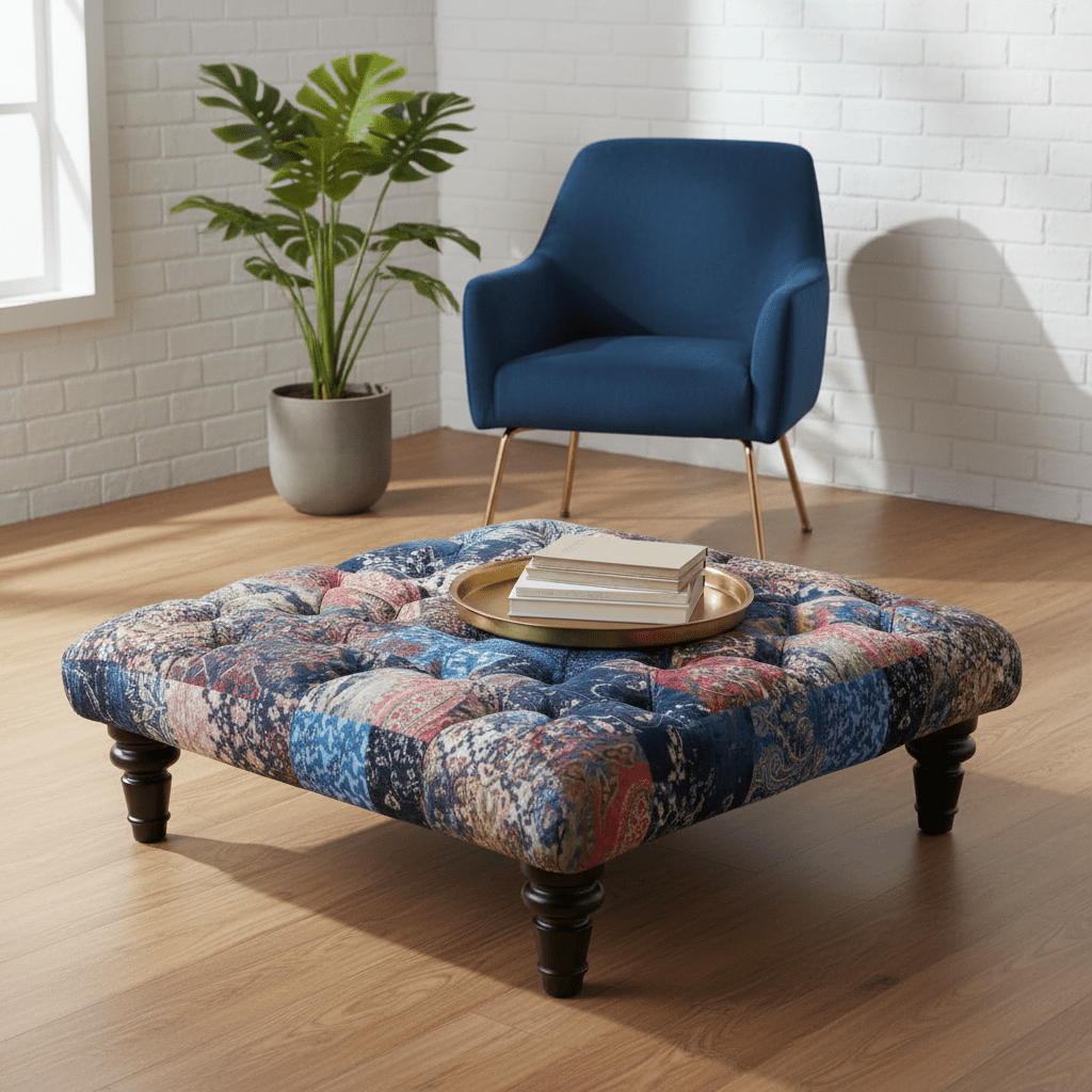 Bespoke Tufted Square Ottoman Bench Handcrafted UK Quality non - storage - ISTOOLS