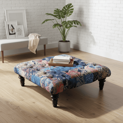 Bespoke Tufted Square Ottoman Bench Handcrafted UK Quality non - storage - ISTOOLS