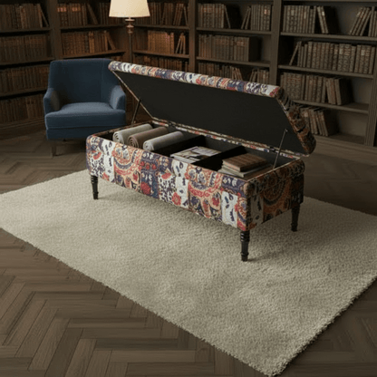 Bespoke Upholstered Footstool Bench Abstract Design Aesthetic - ISTOOLS