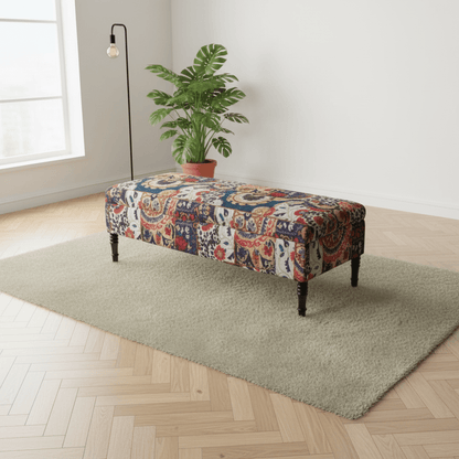 Bespoke Upholstered Footstool Bench Abstract Design Aesthetic - ISTOOLS