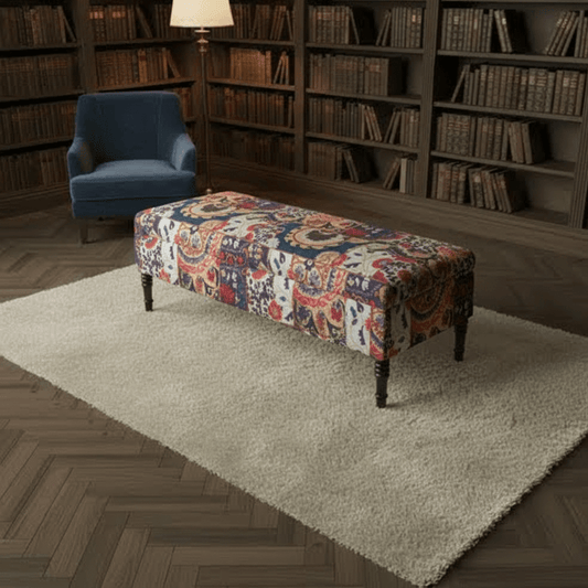Bespoke Upholstered Footstool Bench Abstract Design Aesthetic - ISTOOLS