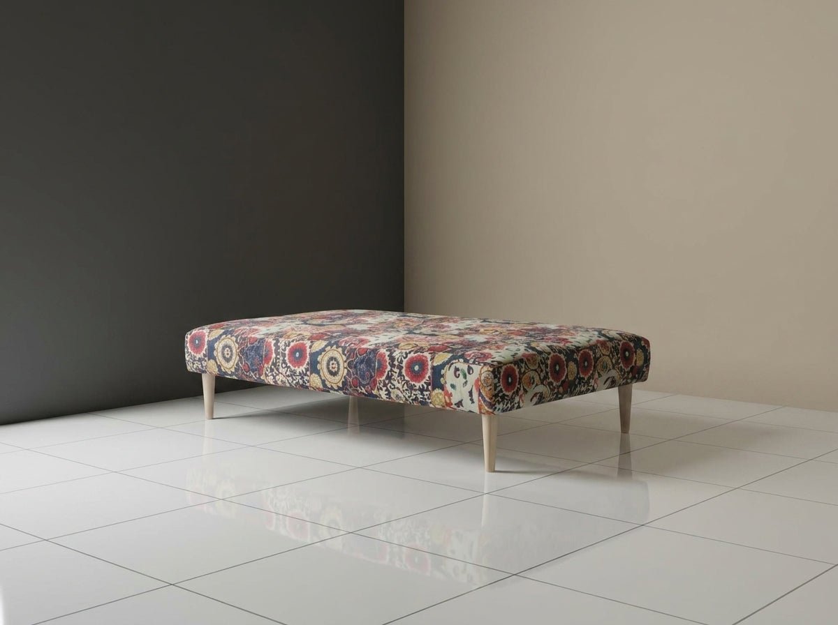 Bespoke Upholstered Rectangular Storage Bench Artistic Motif - ISTOOLS