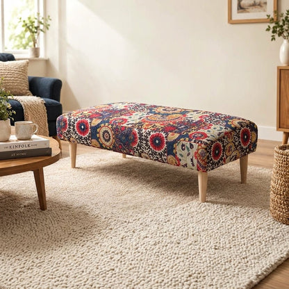 Bespoke Upholstered Rectangular Storage Bench Artistic Motif - ISTOOLS