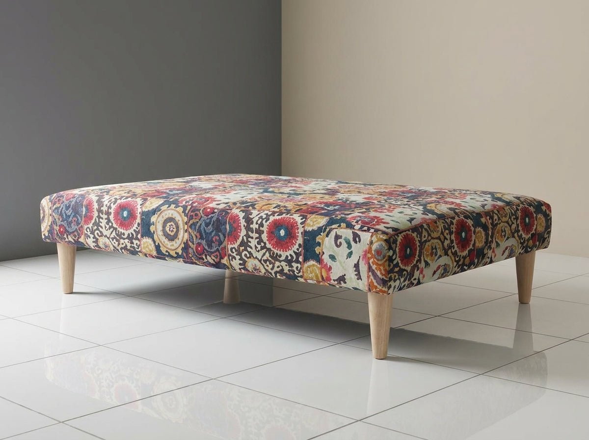 Bespoke Upholstered Rectangular Storage Bench Artistic Motif - ISTOOLS