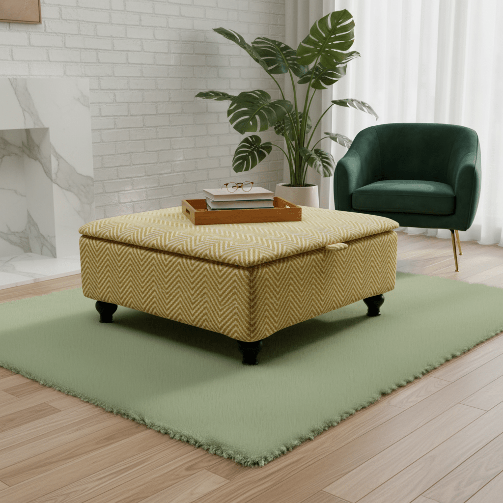 Bespoke Upholstered Square Bench – Multi - Toned Designer Pattern, Deep Storage & Handcrafted UK Quality - ISTOOLS