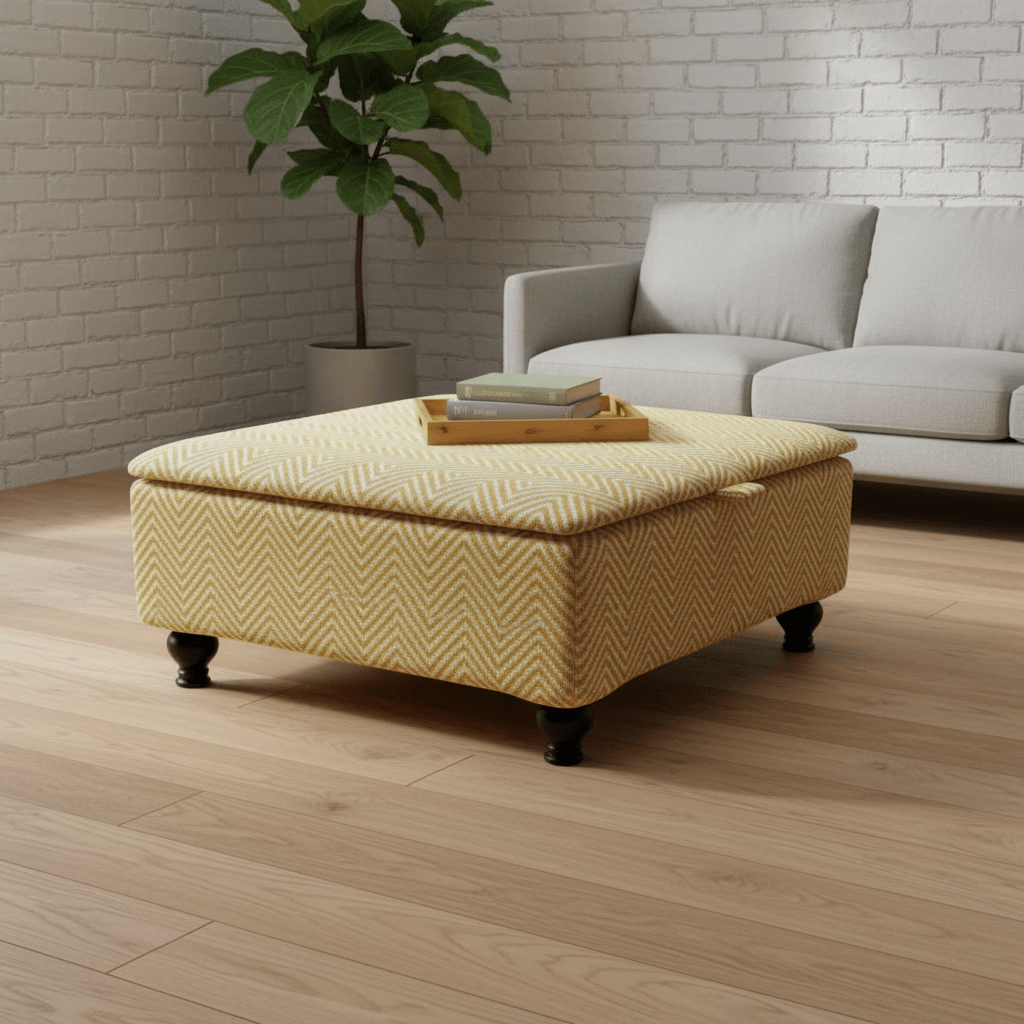 Bespoke Upholstered Square Bench – Multi - Toned Designer Pattern, Deep Storage & Handcrafted UK Quality - ISTOOLS